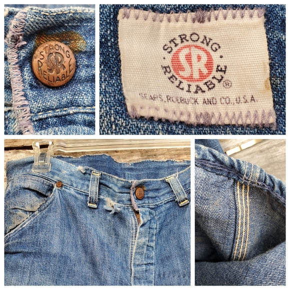 Rare 1950's Vintage Strong Reliable Denim Workwear Blue Jeans 32 - Picture 4 of 9